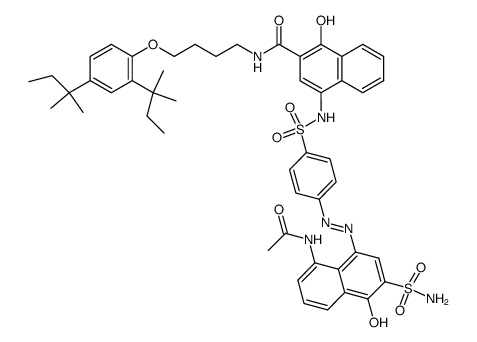 4-[4-(8-Acetylamino-4-hydroxy-3-sulfamoyl-naphthalen-1-ylazo)-benzenesulfonylamino]-1-hydroxy-naphthalene-2-carboxylic acid {4-[2,4-bis-(1,1-dimethyl-propyl)-phenoxy]-butyl}-amide结构式