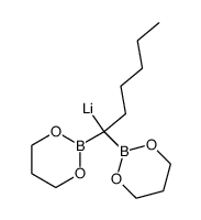 1-lithio-1,1-bis(1,3,2-dioxaborin-2-yl)hexane结构式