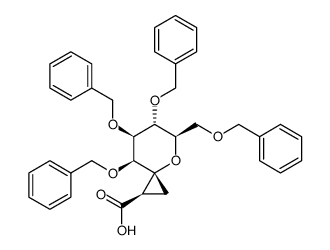 (1R,2'R)-2,3,4,6-tetra-O-benzylspiro[1,5-anhydro-D-mannitol-1,1'-cyclopropane]-2'-carboxylic acid结构式