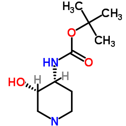 1,1-dimethylethyl [(3S,4R)-3-hydroxy-4-piperidinyl]carbamate structure