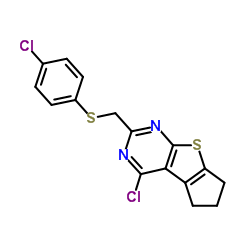 4-CHLORO-2-[[(4-CHLOROPHENYL)THIO]METHYL]-6,7-DIHYDRO-5H-CYCLOPENTA[4,5]THIENO[2,3-D]PYRIMIDINE picture