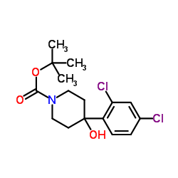 2-Methyl-2-propanyl 4-(2,4-dichlorophenyl)-4-hydroxy-1-piperidinecarboxylate结构式