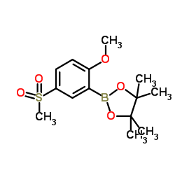 2-[2-Methoxy-5-(methylsulfonyl)phenyl]-4,4,5,5-tetramethyl-1,3,2-dioxaborolane结构式