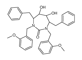 (4R,5S,6S,7R)-4,7-dibenzyl-5,6-dihydroxy-1,3-bis[(2-methoxyphenyl)methyl]-1,3-diazepan-2-one结构式