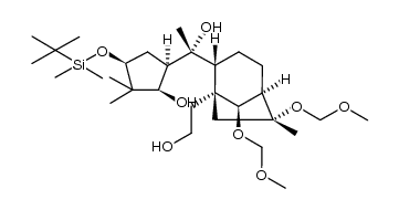 (1R,3S,5R)-3-((tert-butyldimethylsilyl)oxy)-5-((R)-1-hydroxy-1-((1S,2R,5R,6R,8R)-1-(2-hydroxyethyl)-6,8-bis(methoxymethoxy)-6-methylbicyclo[3.2.1]octan-2-yl)ethyl)-2,2-dimethylcyclopentanol结构式