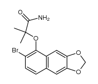 2-(2-bromo-6,7-methylenedioxy-1-naphthyloxy)-2-methylpropanamide Structure