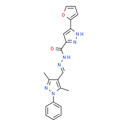 (E)-N-((3,5-dimethyl-1-phenyl-1H-pyrazol-4-yl)methylene)-3-(furan-2-yl)-1H-pyrazole-5-carbohydrazide结构式