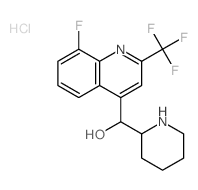 4-Quinolinemethanol,8-fluoro-a-2-piperidinyl-2-(trifluoromethyl)-,hydrochloride (1:1) Structure