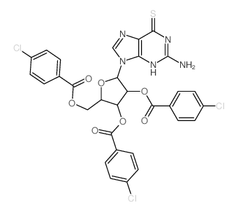 [5-(2-amino-6-sulfanylidene-3H-purin-9-yl)-3,4-bis[(4-chlorobenzoyl)oxy]oxolan-2-yl]methyl 4-chlorobenzoate结构式