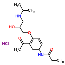 N-{3-Acetyl-4-[2-hydroxy-3-(isopropylamino)propoxy]phenyl}propanamide hydrochloride (1:1) Structure