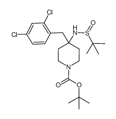 tert-butyl 4-((tert-butylsulfinyl)amino)-4-(2,4-dichlorobenzyl)piperidine-1-carboxylate结构式