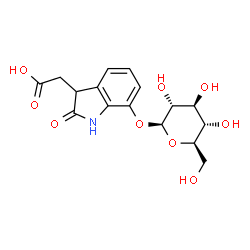 7-hydroxy-2-oxoindole-3-acetic acid 7'-O-glucopyranoside structure