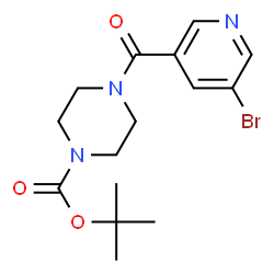 tert-butyl 4-[(5-bromo-3-pyridinyl)carbonyl]tetrahydro-1(2H)-pyrazinecarboxylate结构式