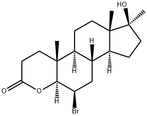 6β-Bromo-17β-hydroxy-17α-methyl-4-oxa-5α-androstan-3-one结构式