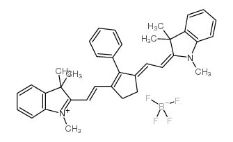 1,3,3-三甲基-2-((E)-2-(2-苯基-3-[(E)-2-(1,3,3-三甲基-1,3-二氢-2H-吲哚-2-亚基)乙亚基]-1-环戊烯-1-基)乙烯基)-3H-吲哚四氟硼酸盐结构式