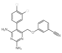 Benzonitrile,3-[[2,6-diamino-5-(3,4-dichlorophenyl)-4-pyrimidinyl]methoxy]- Structure