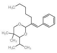 1,3-Dioxane,5,5-dimethyl-4-(1-methylethyl)-2-[1-(phenylmethylene)hexyl]- structure