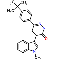 4-(1-Methyl-1H-indol-3-yl)-6-[4-(2-methyl-2-propanyl)phenyl]-4,5-dihydro-3(2H)-pyridazinone结构式