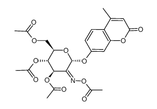 (2R,3S,4R,6R)-5-(acetoxyimino)-2-(acetoxymethyl)-6-((4-methyl-2-oxo-2H-chromen-7-yl)oxy)tetrahydro-2H-pyran-3,4-diyl diacetate结构式