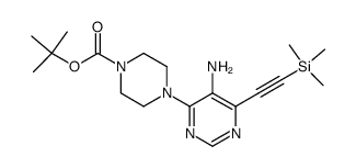 4-(5-amino-6-trimethylsilanylethynyl-pyrimidin-4-yl)-piperazine-1-carboxylic acid tert-butyl ester Structure