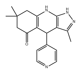 5H-Pyrazolo[3,4-b]quinolin-5-one, 1,4,6,7,8,9-hexahydro-3,7,7-trimethyl-4-(4-pyridinyl)-结构式