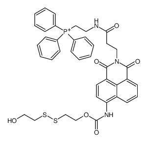 (2-(3-(6-(((2-((2-hydroxyethyl)disulfanyl)ethoxy)carbonyl)amino)-1,3-dioxo-1H-benzo[de]isoquinolin-2(3H)-yl)propanamido)ethyl)triphenylphosphonium结构式