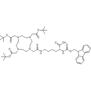 N2-(((9H-Fluoren-9-yl)methoxy)carbonyl)-N6-(2-(4,7,10-tris(2-(tert-butoxy)-2-oxoethyl)-1,4,7,10-tetraazacyclododecan-1-yl)acetyl)-d-lysine Structure