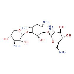 6-O-(2-Amino-2-deoxy-α-D-xylopyranosyl)-4-O-(2,6-diamino-2,6-dideoxy-α-D-glucopyranosyl)-2-deoxy-D-streptamine结构式