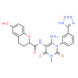 2H-1-Benzopyran-2-carboxamide,N-[6-amino-1,2,3,4-tetrahydro-3-methyl-2,4-dioxo-1-[3-(1H-tetrazol-5-yl)phenyl]-5-pyrimidinyl]-3,4-dihydro-6-hydroxy-结构式