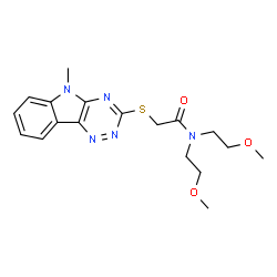 Acetamide, N,N-bis(2-methoxyethyl)-2-[(5-methyl-5H-1,2,4-triazino[5,6-b]indol-3-yl)thio]- (9CI) structure