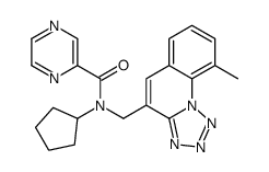 Pyrazinecarboxamide, N-cyclopentyl-N-[(9-methyltetrazolo[1,5-a]quinolin-4-yl)methyl]- (9CI) picture