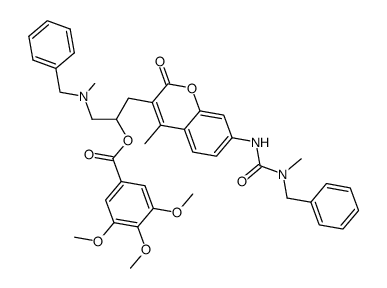 N-{3-[3-(methylbenzylamino)-2-(3,4,5-trimethoxybenzoyloxy)-propyl]-4-methyl-2-oxo-2H-1-benzopyran-7-yl}-N'-benzyl-N'-methyl urea结构式