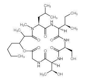 Glycine, N-(N-(N-(N-(N-(3-hydroxy-2-methyl-1-oxoheptyl)-N-methyl-L-leu cyl)-L-alloisoleucyl)-L-seryl)-L-allothreonyl)-, rho-lactone structure