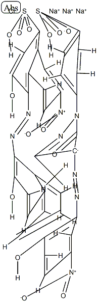 Chromate(3-), [4-[4,5-dihydro-4-[(2-hydroxy-5-nitrophenyl)azo]-3-methyl-5-oxo-1H-pyrazol-1-yl]benzenesulfonato(3-)][3-hydroxy-4-[(2-hydroxy-1-naphthalenyl)azo]-7-nitro-1-naphthalenesulfonato(3-)]-, trisodium Structure