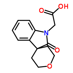 (2-Oxo-2',3',5',6'-tetrahydrospiro[indole-3,4'-pyran]-1(2H)-yl)ac etic acid Structure