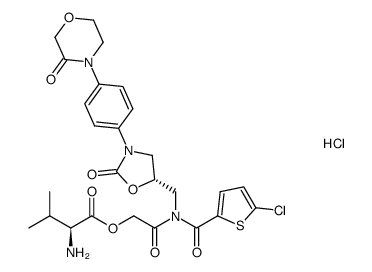 2-[[(5-chloro-2-thienyl)carbonyl]({(5S)-2-oxo-3-[4-(3-oxomorpholin-4-yl)phenyl]-1,3-oxazolidin-5-yl}methyl)amino]-2-oxoethyl L-valinate hydrochloride Structure