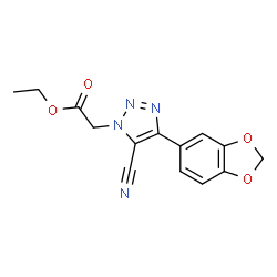 ETHYL 2-(4-BENZO[D]1,3-DIOXOLEN-5-YL-5-NITRILO-1,2,3-TRIAZOLYL)ACETATE结构式