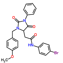 N-(4-bromophenyl)-2-(3-(4-methoxybenzyl)-2,5-dioxo-1-phenylimidazolidin-4-yl)acetamide Structure