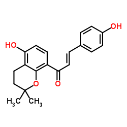 1-(3,4-二氢-5-羟基-2,2-二甲基-2H-1-苯并吡喃-8-基)-3-(4-羟基苯基)-2-丙烯-1-酮结构式