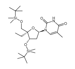 3',5'-bis-O-(tert-butyldimethylsilyl)-4'-ethylthymidine结构式