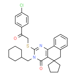 2-{[2-(4-chlorophenyl)-2-oxoethyl]sulfanyl}-3-(cyclohexylmethyl)-5,6-dihydrospiro(benzo[h]quinazoline-5,1'-cyclopentane)-4(3H)-one结构式