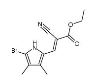 5-Bromo-2-(2-cyano-2-ethoxycarbonylvinyl)-3,4-dimethylpyrrole Structure