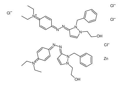 bis[1-benzyl-5-[[4-(diethylamino)phenyl]azo]-2-(2-hydroxyethyl)-1H-pyrazolium] tetrachlorozincate结构式