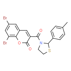 Thiazolidine, 3-[(6,8-dibromo-2-oxo-2H-1-benzopyran-3-yl)carbonyl]-2-(4-methylphenyl)- (9CI)结构式