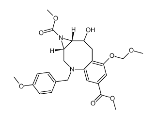 dimethyl (1aS,9aS)-9-hydroxy-3-(4-methoxybenzyl)-7-(methoxymethoxy)-1a,2,3,8,9,9a-hexahydro-1H-azirino[2,3-f]benzo[b]azocine-1,5-dicarboxylate Structure