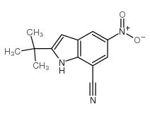 2-叔丁基-5-硝基-1H-吲哚-7-甲腈结构式