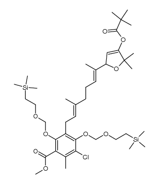 methyl 3-chloro-5-[(E,E)-7-(2,5-dihydro-5,5-dimethyl-4-pivaloyloxyfuran-2-yl)-3-methylocta-2,6-dienyl]-2-methyl-4,6-bis[2-(trimethylsilyl)ethoxymethoxy]benzoate Structure