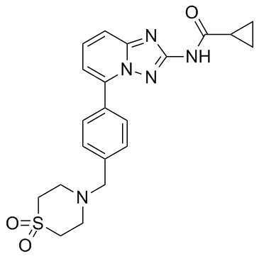 N-[5-[4-[(1,1-二氧代-4-硫代吗啉基)甲基]苯基][1,2,4]三唑并[1,5-A]吡啶-2-基]环丙烷甲酰胺结构式