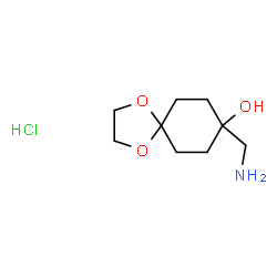 8-(Aminomethyl)-1,4-dioxaspiro[4.5]decan-8-ol hydrochloride structure