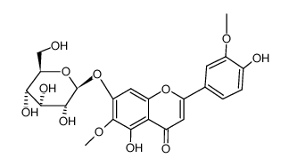 7-(β-D-Glucopyranosyloxy)-4',5-dihydroxy-3',6-dimethoxyflavone结构式